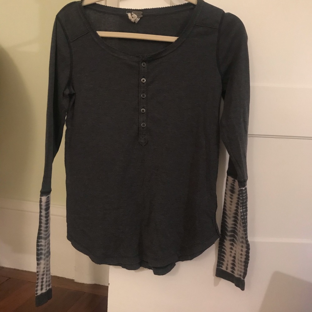 Free people tie-dye sleeve long sleeve shirt
